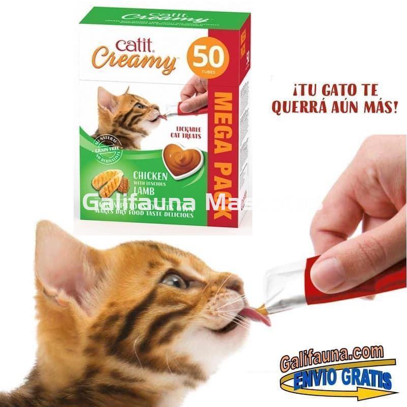 Pack de 50 Snacks CATIT CREAMY SNACK CREMOSO de POLLO Y CORDERO. - Imagen 1