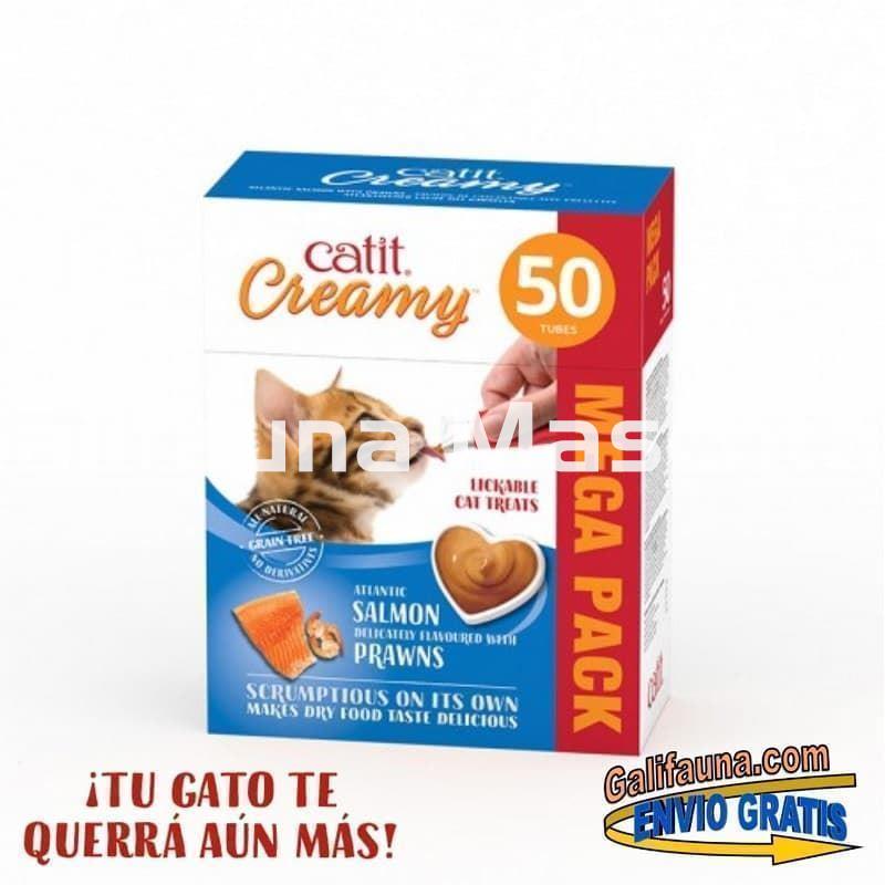 Pack de 50 Snacks CATIT CREAMY SNACK CREMOSO de SALMON y GAMBAS. - Imagen 2