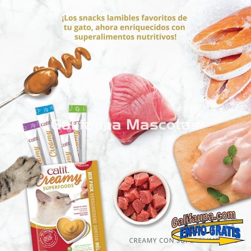 Pack de 64 Snacks CATIT CREAMY con SUPEALIMENTOS. SNACK CREMOSO de varios sabores. - Imagen 1