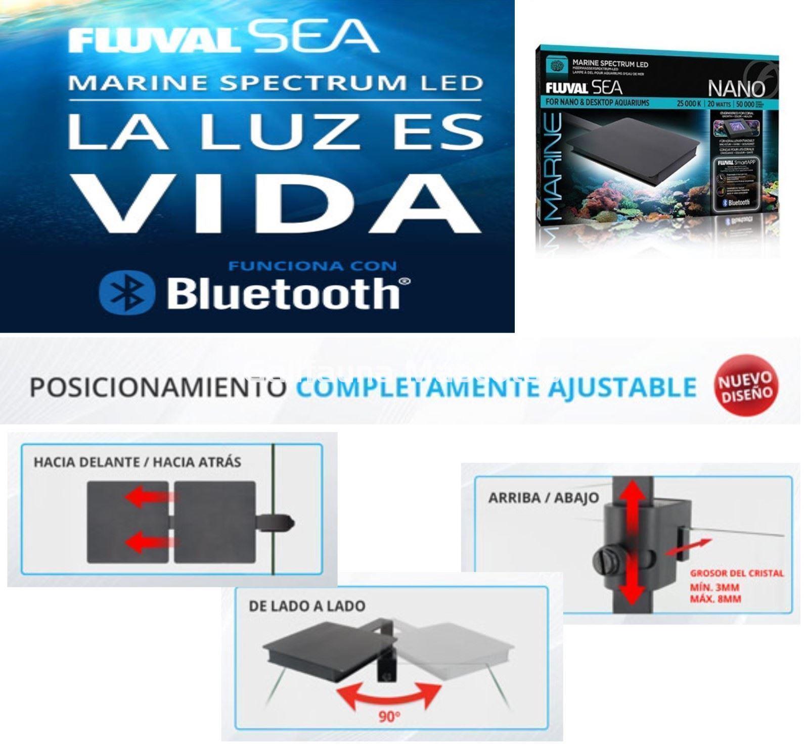 PANTALLA LED BLUETOOTH FLUVAL SEA MARINE SPECTRUM 3.0. Marino. APP Fluval. Brazos extensibles. - Imagen 9