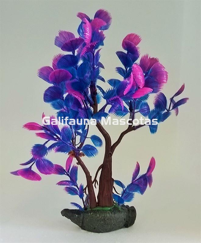 Planta "arbol frondoso" de plástico 25 cm. para acuario. Varios colores. - Imagen 1