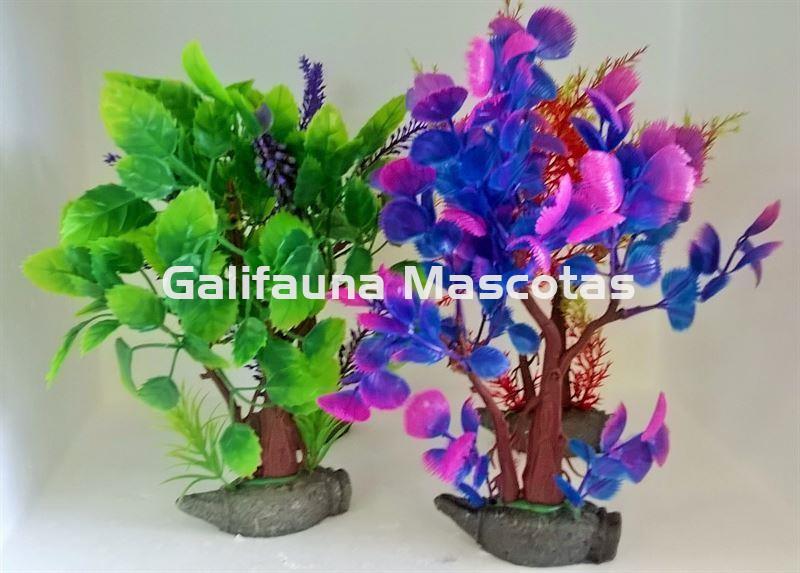 Planta "arbol frondoso" de plástico 25 cm. para acuario. Varios colores. - Imagen 5
