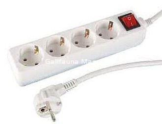 Regleta con interruptor 4 tomas. Cable Alargador. Base de 4