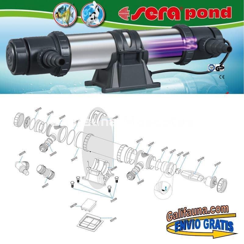 SERA Sistema de lámpara UVC 55 X. Clarificador de agua UV-C - Imagen 2