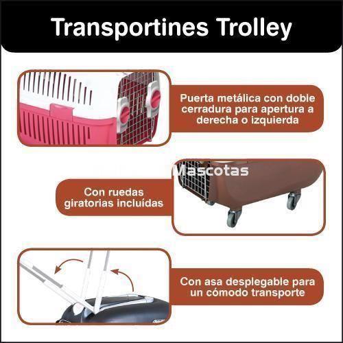 Transportin con ruedas y asa Trolley 58x37x43.5 Rosa - Imagen 2